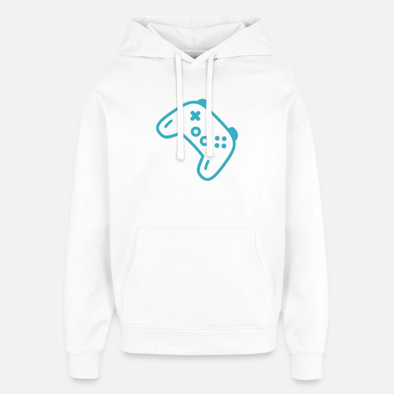 Turquoise controller silhouette - Oversized Unisex Hoodie by Stanley/Stella - white