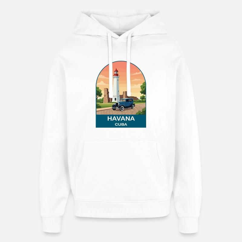 Havana Cuba Oldtimer-Reiseplakat - Oversized Unisex Hoodie von Stanley/Stella - Weiß