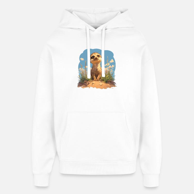 Suricate Erdmännchen - Sweat à capuche unisexe Stanley/Stella Oversized - blanc