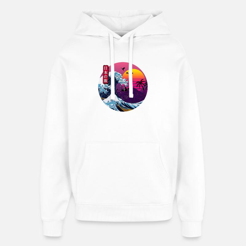 Vague rétro japonaise - Sweat à capuche unisexe Stanley/Stella Oversized - blanc