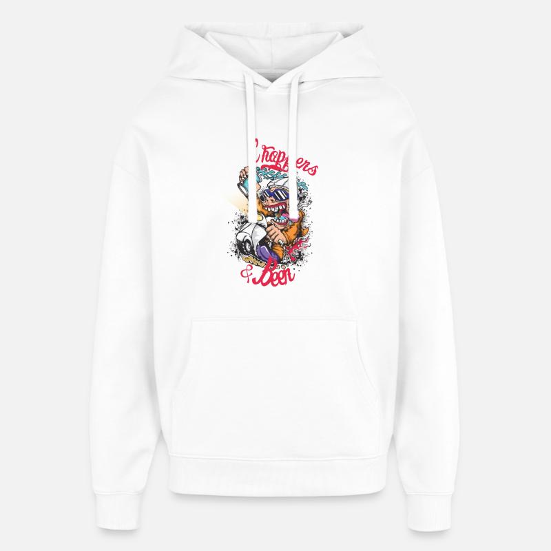 Les hélicos Équipe Scooter Singe - Sweat à capuche unisexe Stanley/Stella Oversized - blanc
