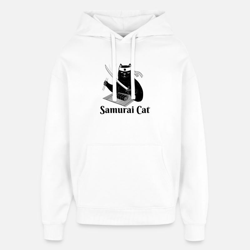 Katze, Samurai-Katze, Sushi, Essen - Oversized Unisex Hoodie von Stanley/Stella - Weiß