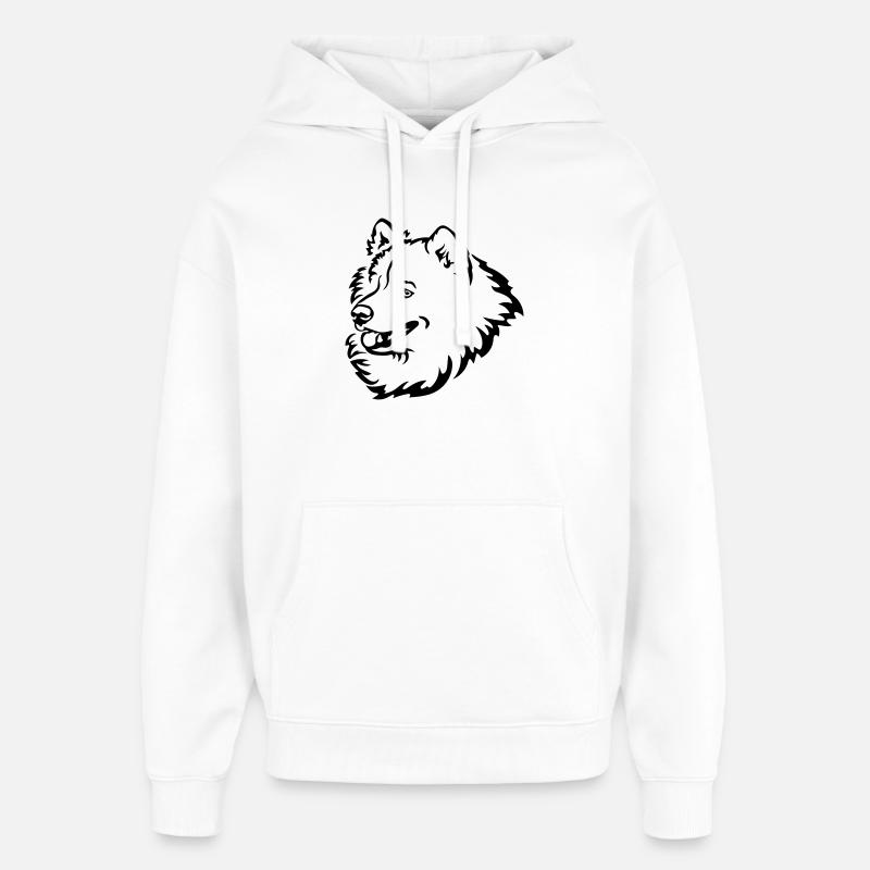 Samoyed head - Oversized Unisex Hoodie by Stanley/Stella - white