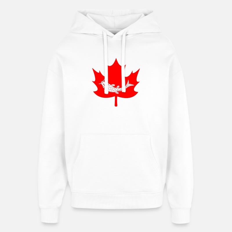 Logo du poisson-feuille d’érable du Canada - Sweat à capuche unisexe Stanley/Stella Oversized - blanc