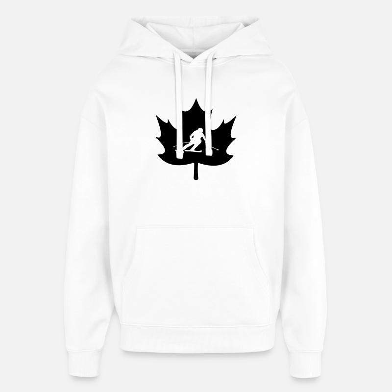 Canada maple leaf skiing logo - Oversized Unisex Hoodie by Stanley/Stella - white