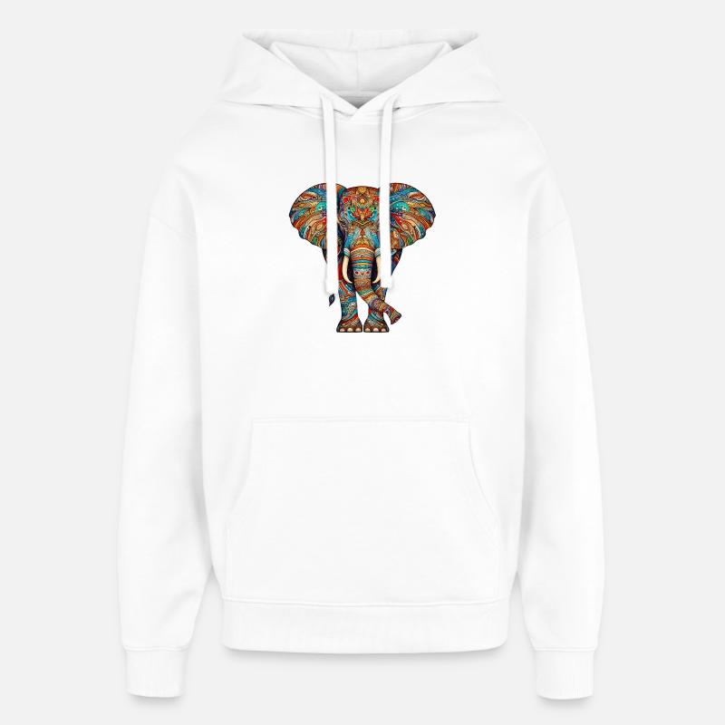 Éléphant - Sweat à capuche unisexe Stanley/Stella Oversized - blanc