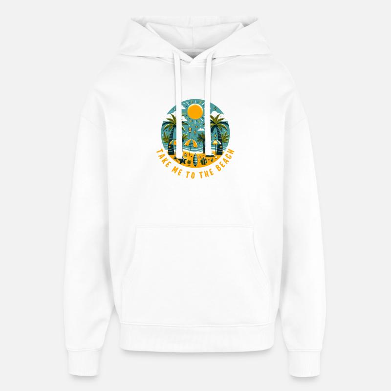 Emmenez-moi à la plage - Sweat à capuche unisexe Stanley/Stella Oversized - blanc