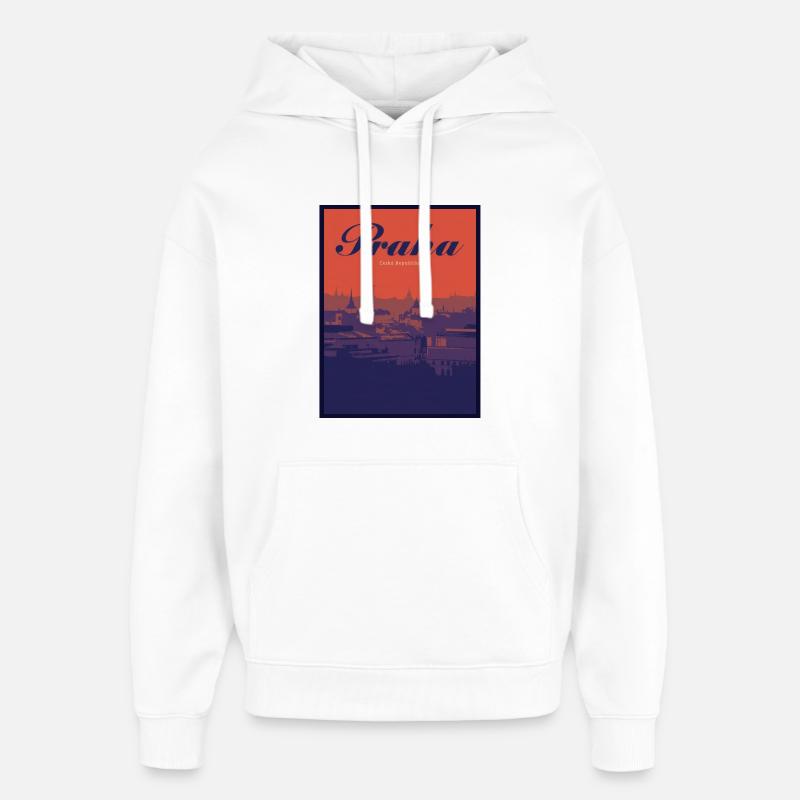 Paysage urbain en gradient de Praha - Sweat à capuche unisexe Stanley/Stella Oversized - blanc