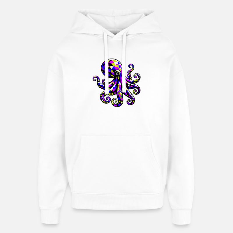 Octopus - Oversized Unisex Hoodie by Stanley/Stella - white