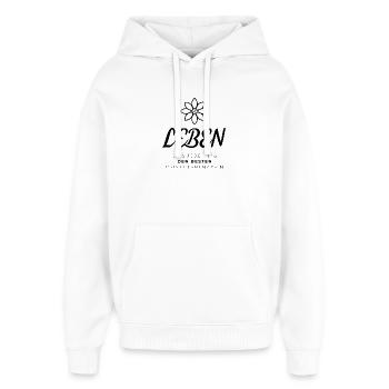 Weisheit - Leben - Oversized Unisex Hoodie von Stanley/Stella - Weiß - Vorne - AI Model Female 172 light (172cm) & AI Model Male 185 light (185cm)
