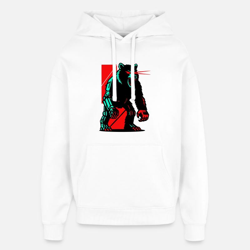 Mecha Techno Bear - Oversized Unisex Hoodie by Stanley/Stella - white