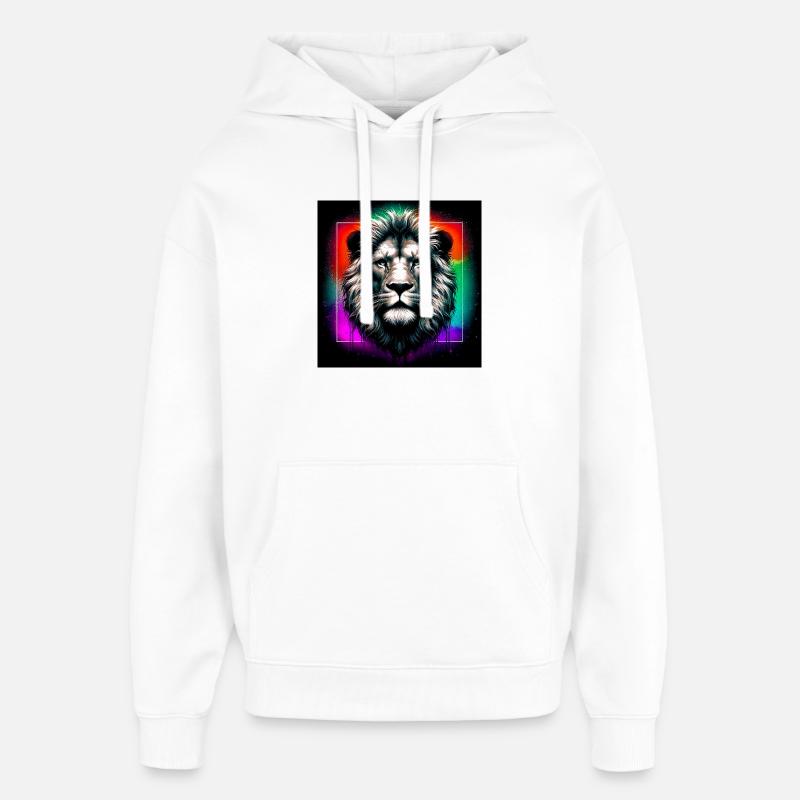 lion - Sweat à capuche unisexe Stanley/Stella Oversized - blanc