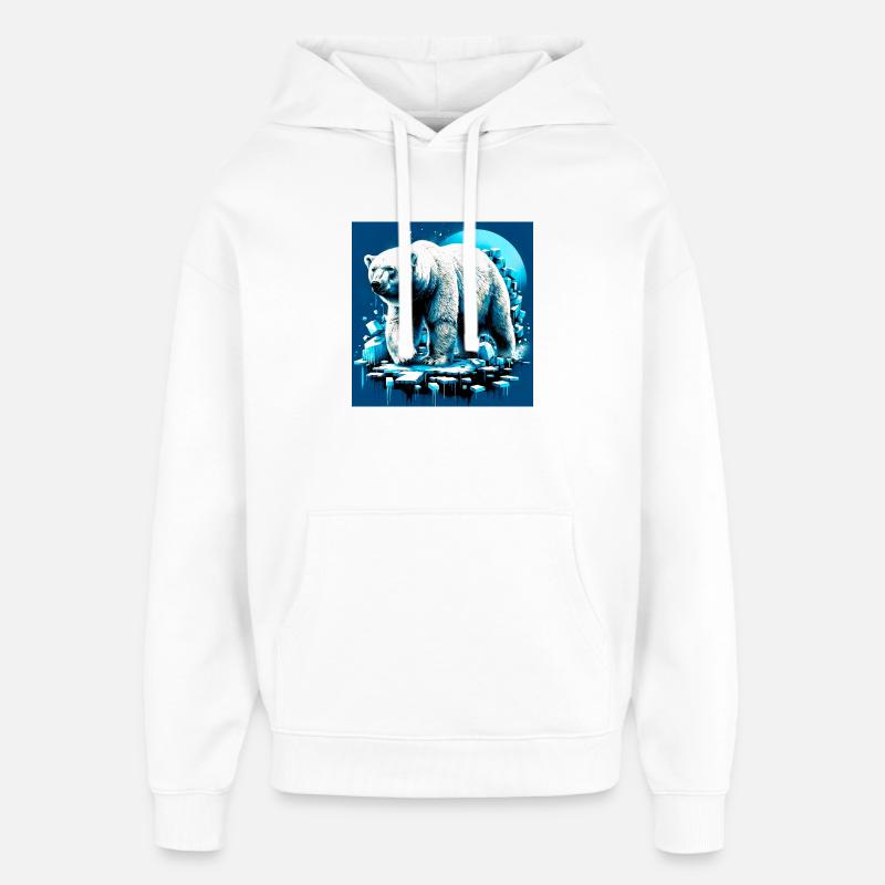 ours blanc - Sweat à capuche unisexe Stanley/Stella Oversized - blanc