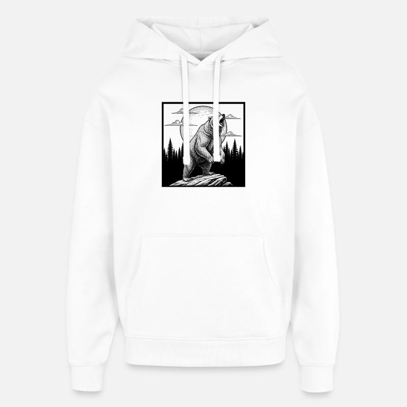 Ours au clair de lune - Sweat à capuche unisexe Stanley/Stella Oversized - blanc