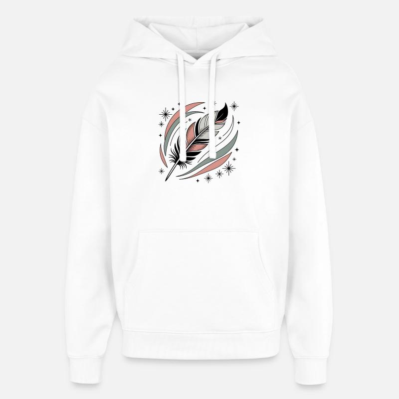Plume d’âme boho - Sweat à capuche unisexe Stanley/Stella Oversized - blanc