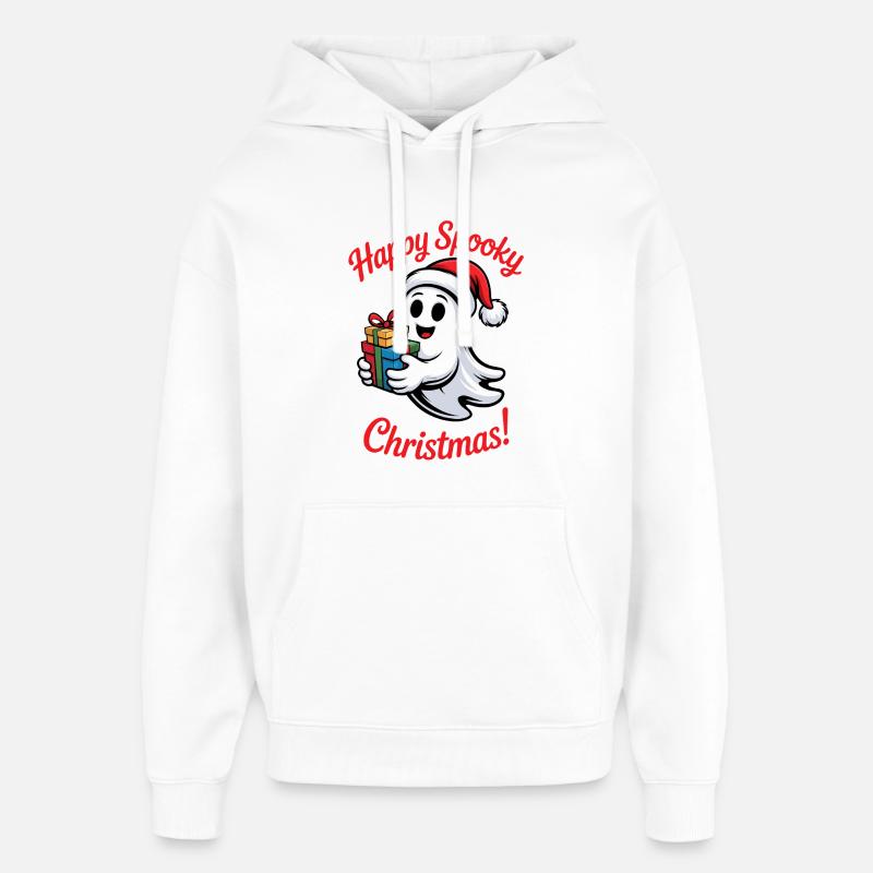 Fantôme de Noël effrayant avec cadeau - Sweat à capuche unisexe Stanley/Stella Oversized - blanc