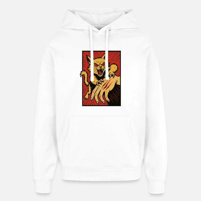 Crimson Claw Chat Assaut - Sweat à capuche unisexe Stanley/Stella Oversized - blanc