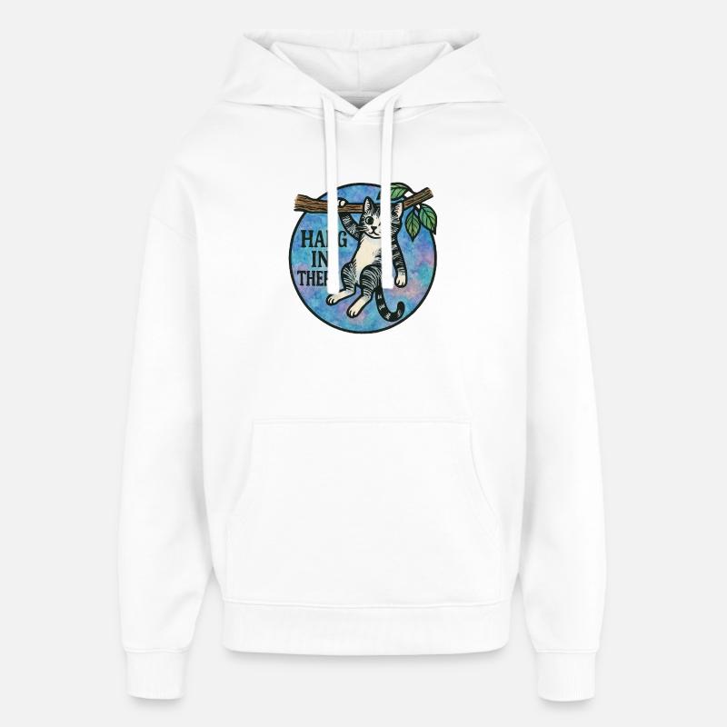 Accrochez-vous là-bas Patch pour chat - Sweat à capuche unisexe Stanley/Stella Oversized - blanc