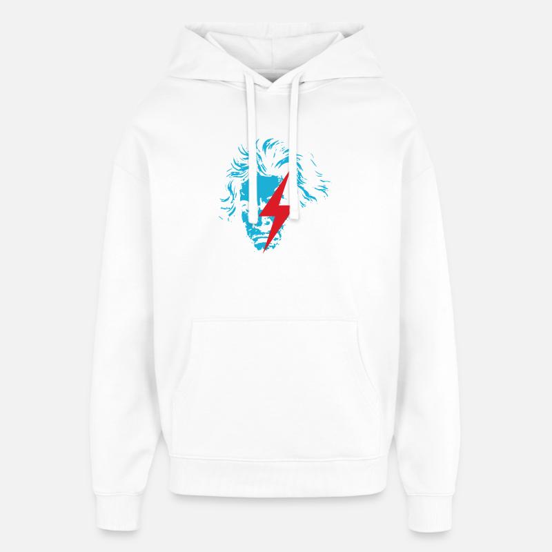 Blaues Beethoven-Gesicht mit rotem Blitz - Oversized Unisex Hoodie von Stanley/Stella - Weiß
