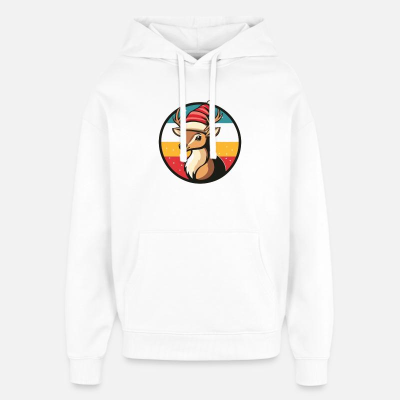 Renne avec un chapeau de fête - Sweat à capuche unisexe Stanley/Stella Oversized - blanc