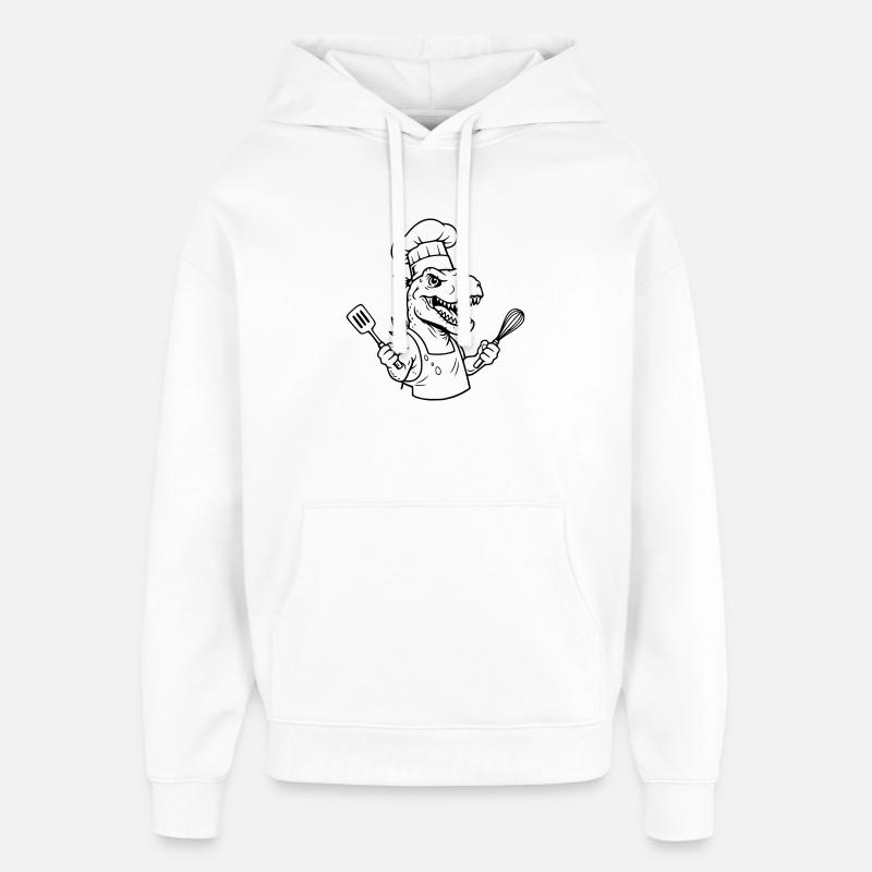 T-rex cuisinier  - Sweat à capuche unisexe Stanley/Stella Oversized - blanc