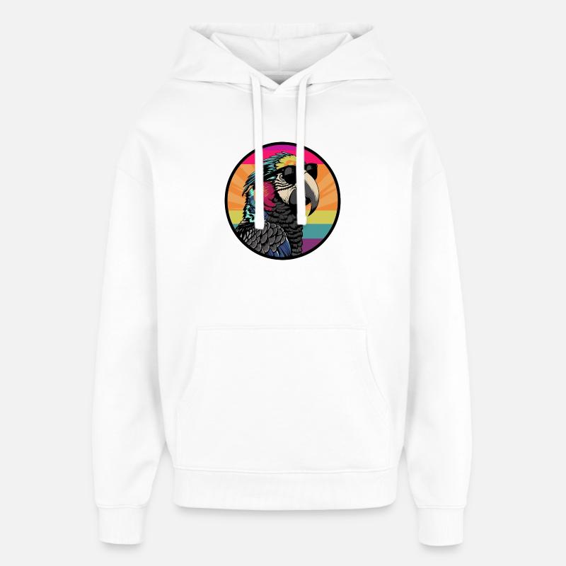 Perroquet avec des lunettes de soleil - Sweat à capuche unisexe Stanley/Stella Oversized - blanc