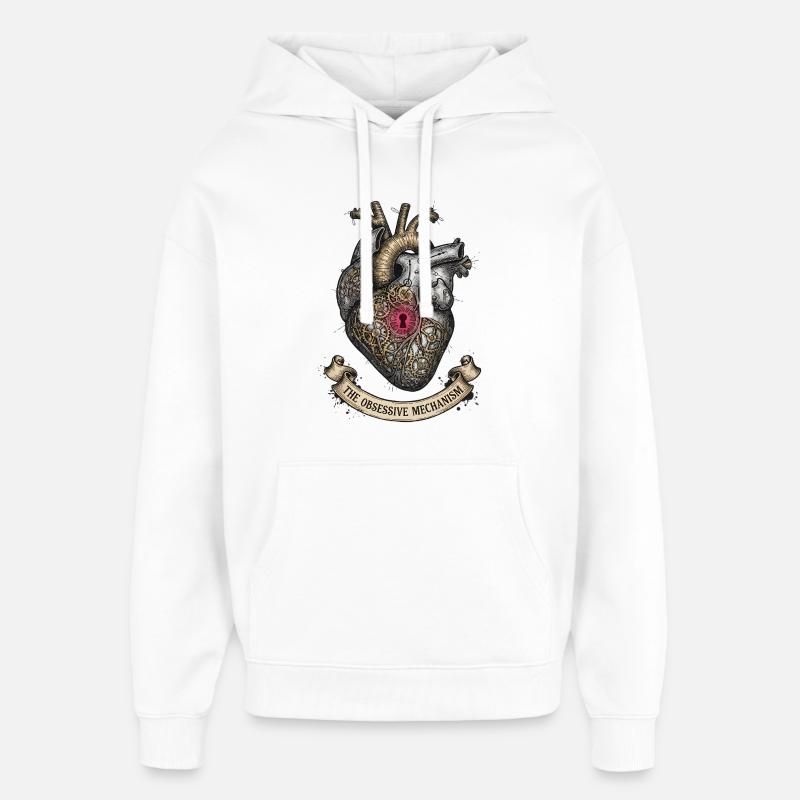 Cœur Steampunk avec Gears Dark Academia - Sweat à capuche unisexe Stanley/Stella Oversized - blanc