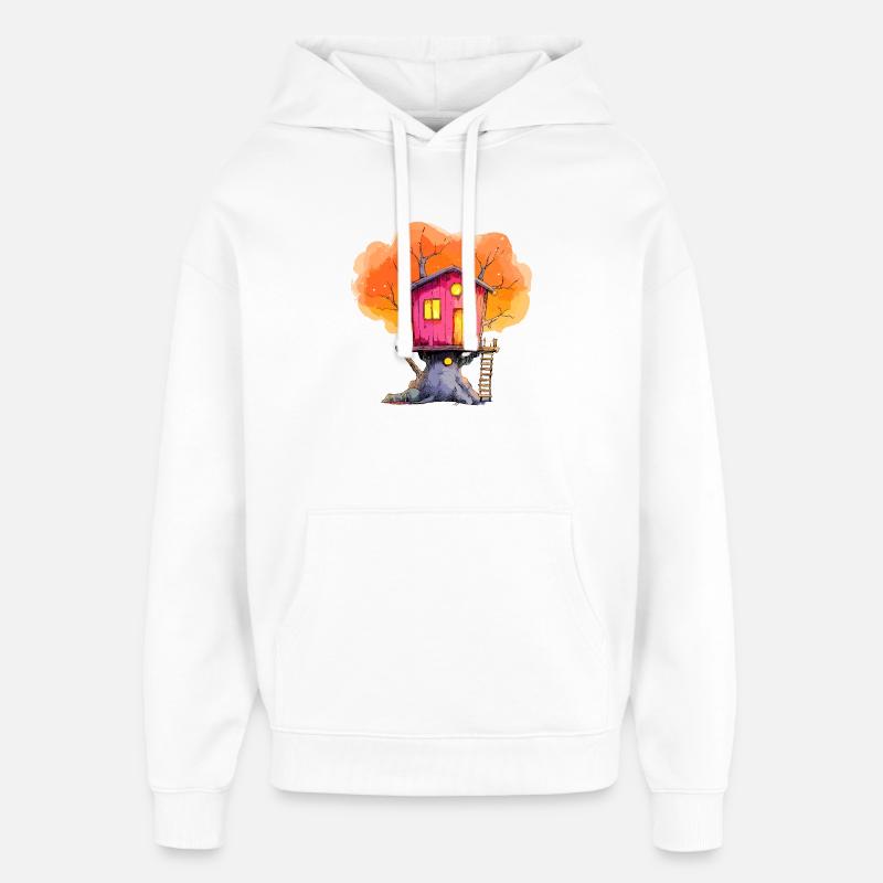Magie d’automne de la Cabane Rose - Sweat à capuche unisexe Stanley/Stella Oversized - blanc