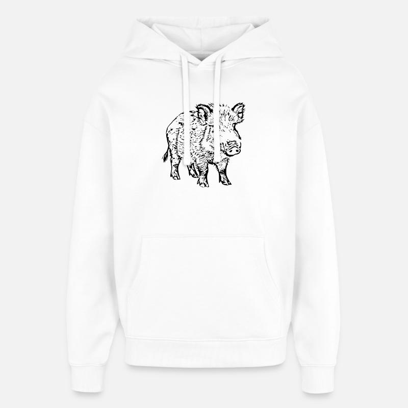 sanglier - Sweat à capuche unisexe Stanley/Stella Oversized - blanc