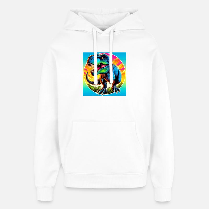 dinosaure - Sweat à capuche unisexe Stanley/Stella Oversized - blanc