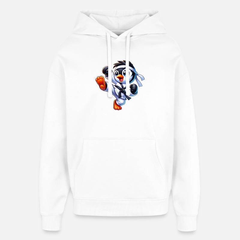 Urocze pingwinowe karate Kick Martial Arts - Stanley/Stella Oversized Bluza z kapturem unisex - biały