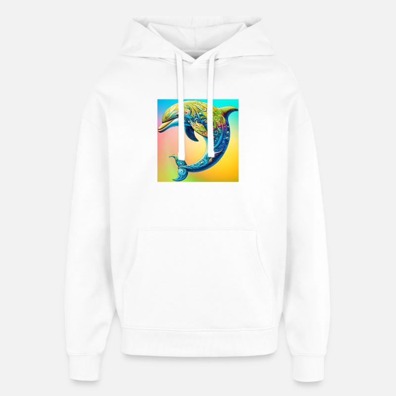 dauphin - Sweat à capuche unisexe Stanley/Stella Oversized - blanc