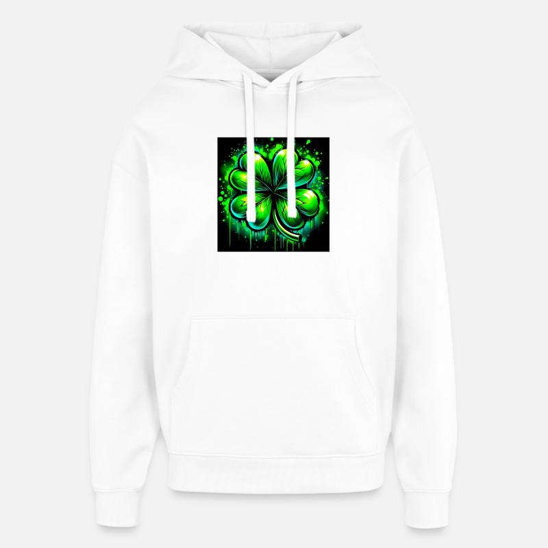 Trèfle à quatre feuilles - Sweat à capuche unisexe Stanley/Stella Oversized - blanc