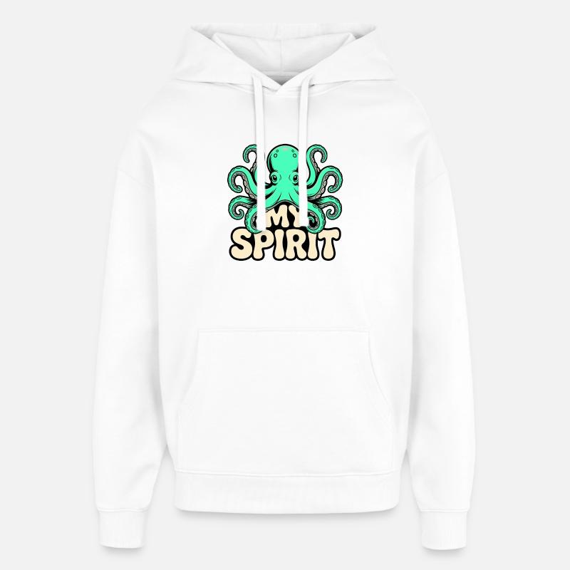 Bläckfiskande - Stanley/Stella Oversized Huvtröja Unisex - vit