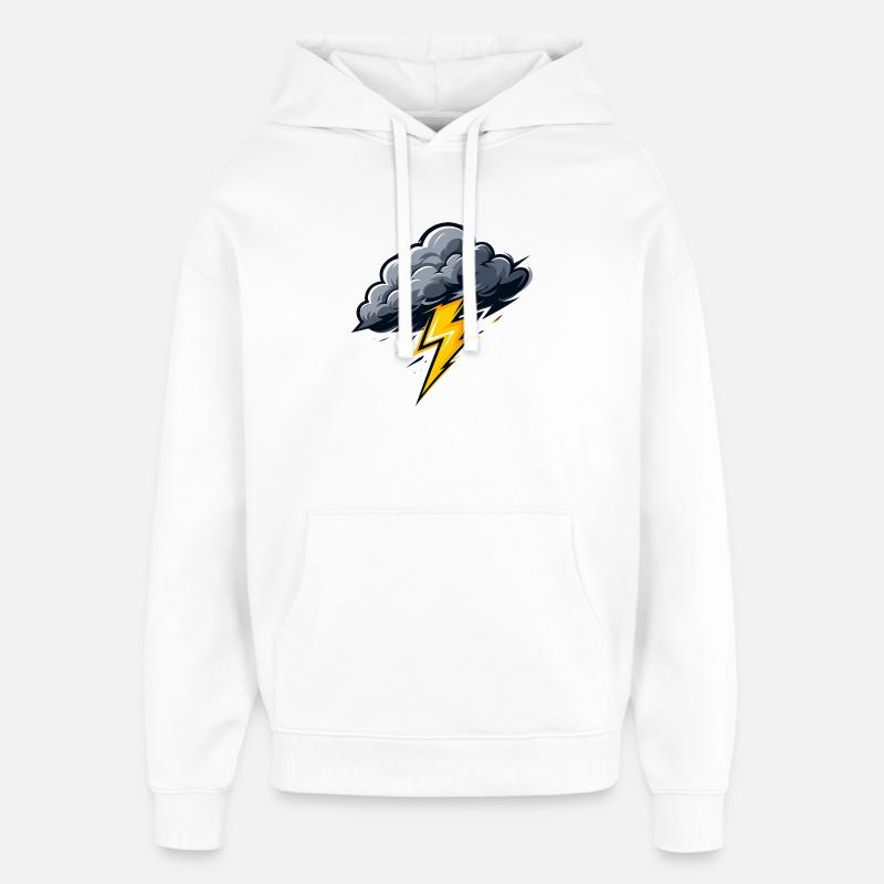 Nuage, Éclairs, Orage, Motif météo - Sweat à capuche unisexe Stanley/Stella Oversized - blanc