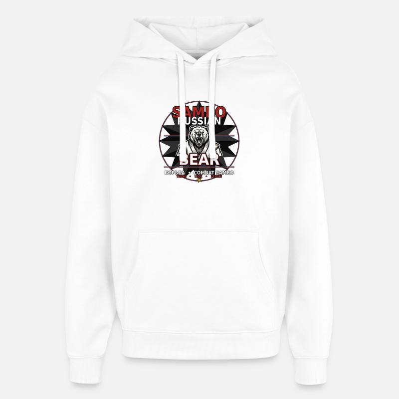 Sambo Bear Ours Russe Fighting - Sweat à capuche unisexe Stanley/Stella Oversized - blanc