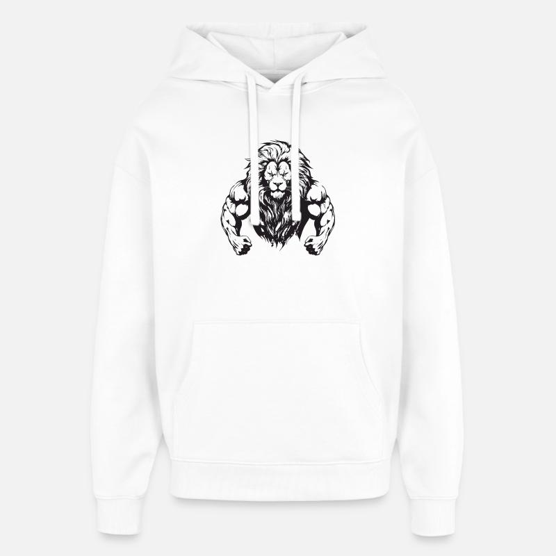 Muscles Lion - Sweat à capuche unisexe Stanley/Stella Oversized - blanc