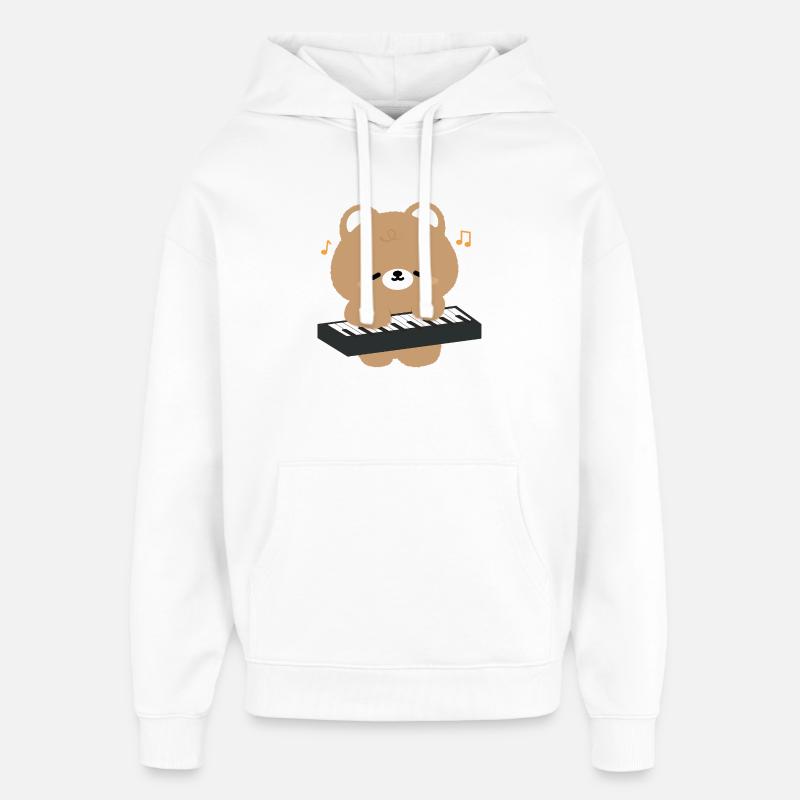 Sérénade pianiste Bear - Sweat à capuche unisexe Stanley/Stella Oversized - blanc