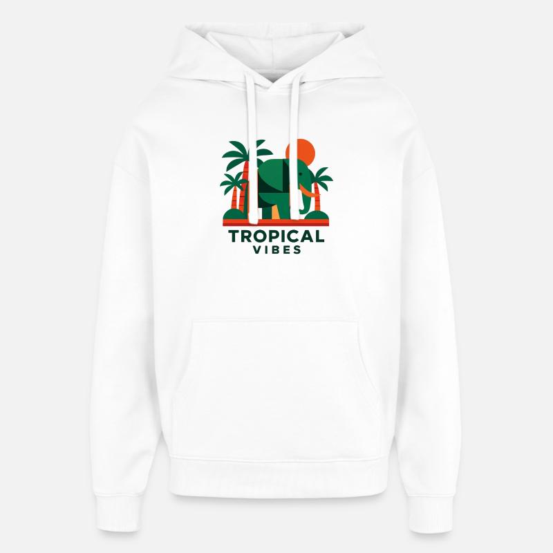 Éléphant tropical - Sweat à capuche unisexe Stanley/Stella Oversized - blanc