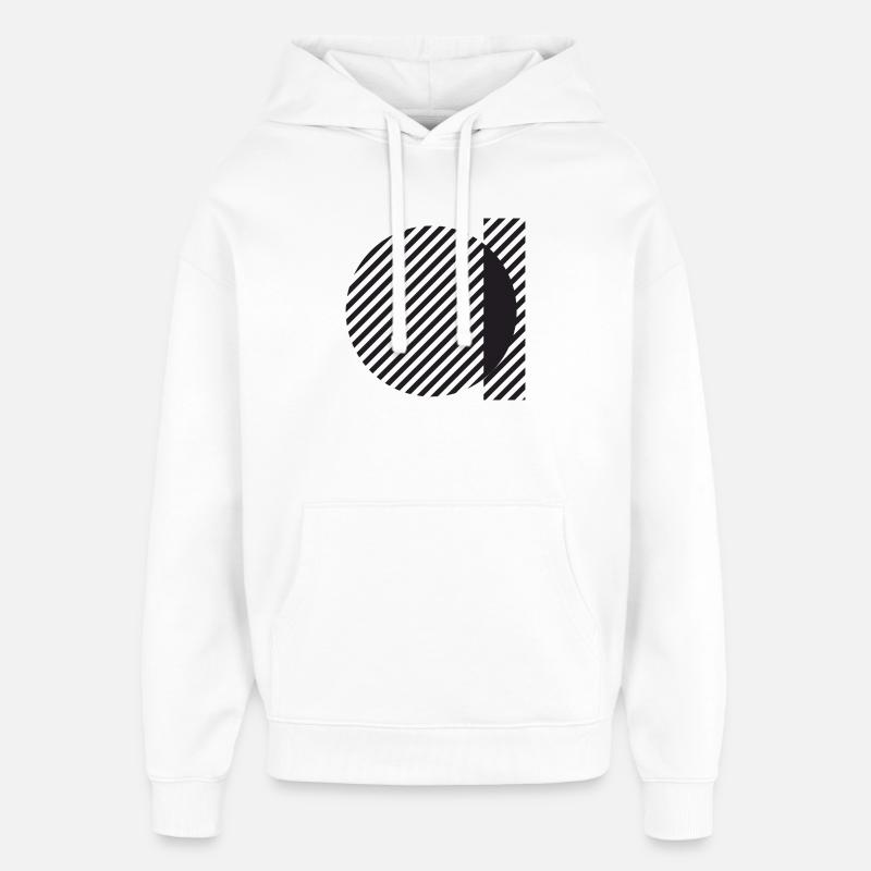 Diagonal Stripe Circle Abstract - Oversized Unisex Hoodie by Stanley/Stella - white