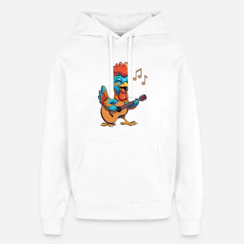 Poulet drôle à la guitare - Sweat à capuche unisexe Stanley/Stella Oversized - blanc