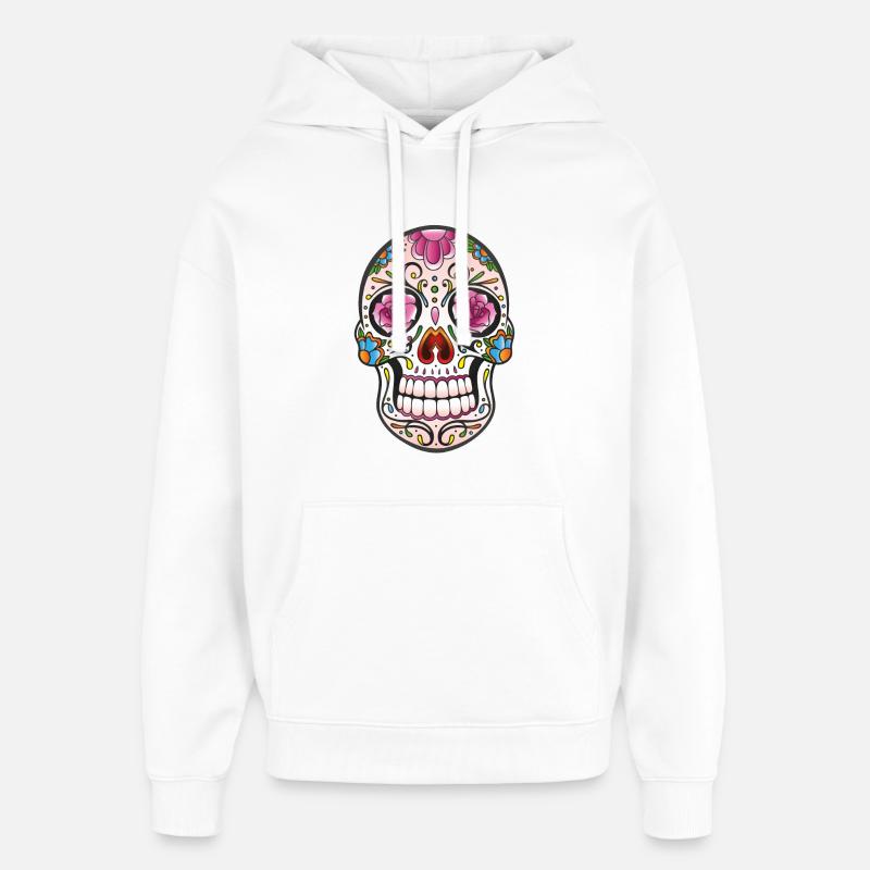 Mexican Sugar Skull, day of the dead - Sweat à capuche unisexe Stanley/Stella Oversized - blanc