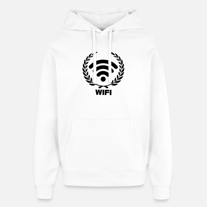 Wifi en couronne de laurier - Sweat à capuche unisexe Stanley/Stella Oversized - blanc