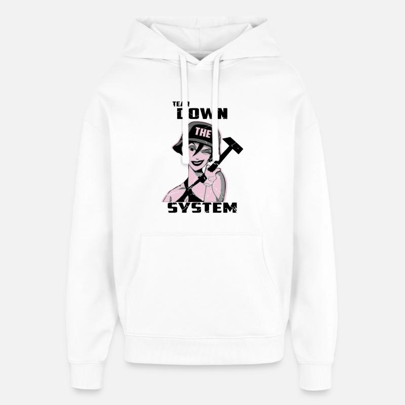 Zerstören Sie das System - Oversized Unisex Hoodie von Stanley/Stella - Weiß