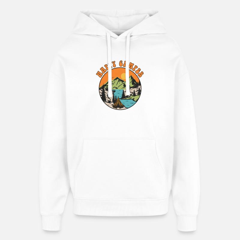 Happy Camper - Sweat à capuche unisexe Stanley/Stella Oversized - blanc
