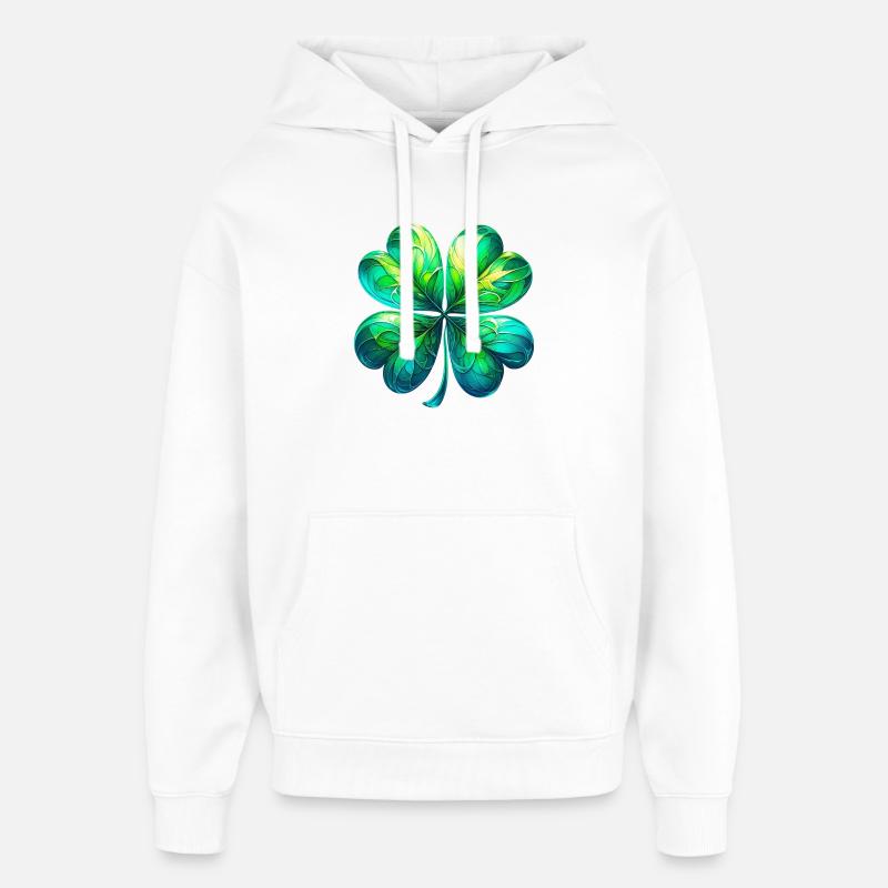 Trèfle à quatre feuilles - Sweat à capuche unisexe Stanley/Stella Oversized - blanc