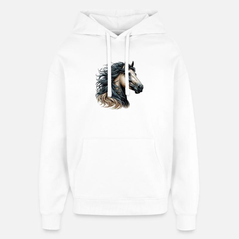 Cheval - Sweat à capuche unisexe Stanley/Stella Oversized - blanc