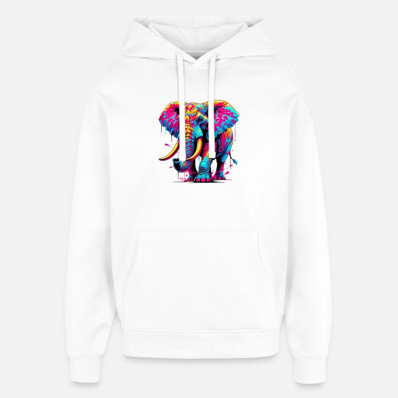Éléphant - Sweat à capuche unisexe Stanley/Stella Oversized - blanc