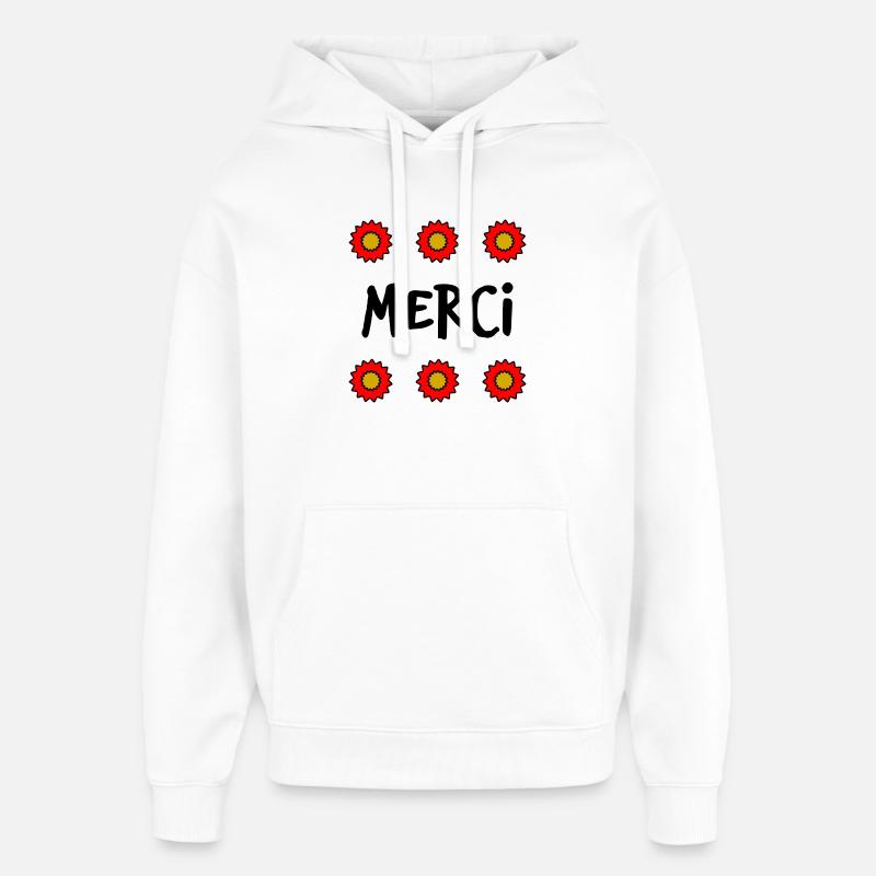 MAÎTRESSE. MAITRE. MERCI. MERCI MAÎTRESSE - Sweat à capuche unisexe Stanley/Stella Oversized - blanc