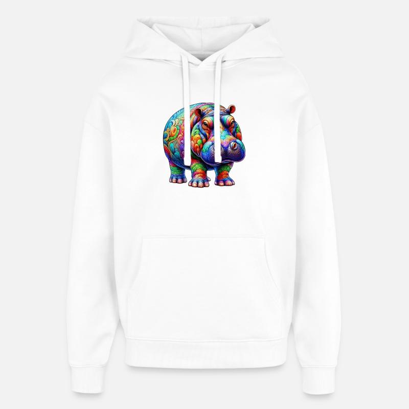 Hippopotame - Sweat à capuche unisexe Stanley/Stella Oversized - blanc